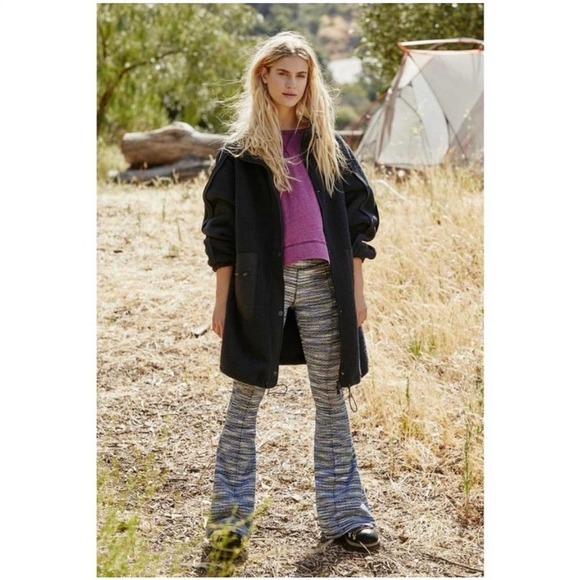 Free People Black Oversized Glacier Fleece Jacket Black Size M NWT - Picture 1 of 8